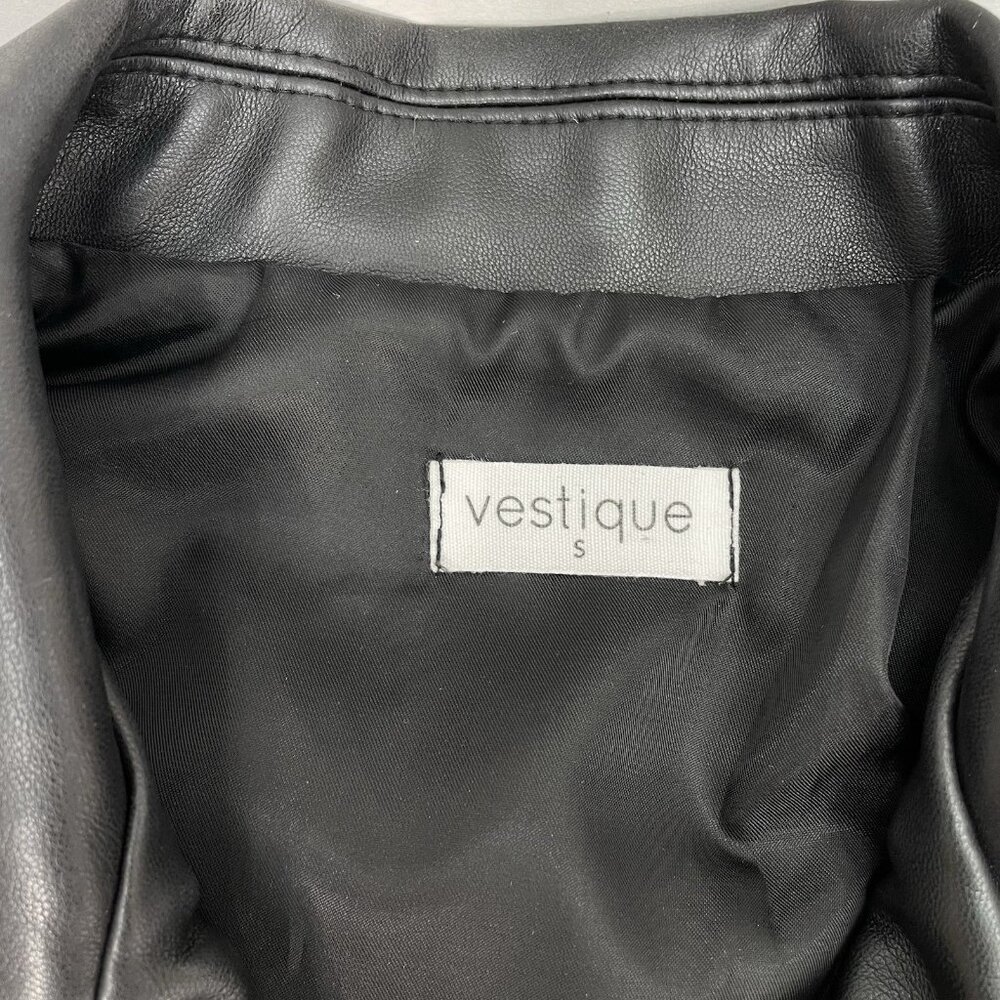 Vestique Faux Leather Jacket Biker Moto Motorcycle Zip Black Womens S - Picture 5 of 11